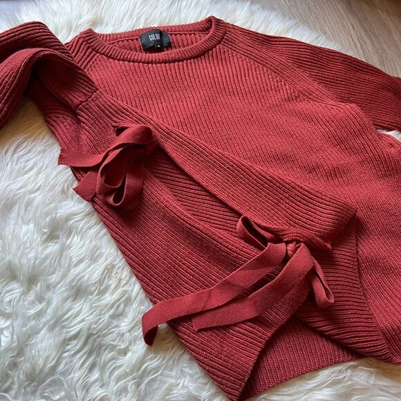 Goldie Women’s Pullover Crew Neck Sweater Ties On Each Side Women’s M/L Oversize - Picture 10 of 13